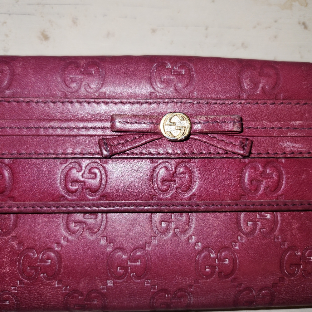 Gucci Plum Leather Continental Wallet - Embossed Monogram Comes With Dust Bag. - Picture 3 of 16
